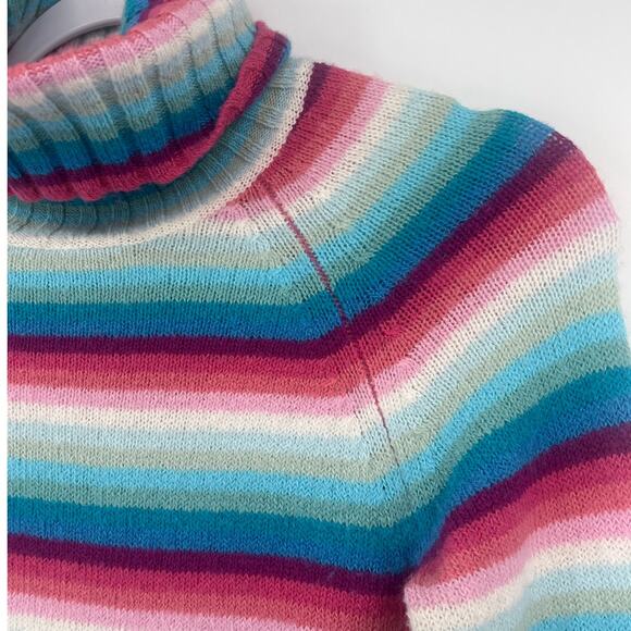 Vintage Y2K Gap Rainbow Stripe Turtleneck Sweater Sz XS Preppy Cozy Hong Kong - Picture 6 of 10